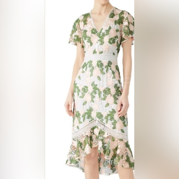 Shoshanna Dresses & Skirts - Shoshanna Green and Cream Floral Midi Dress